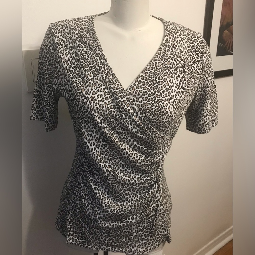 Talbots Cross Body Animal Print Top - Size MP